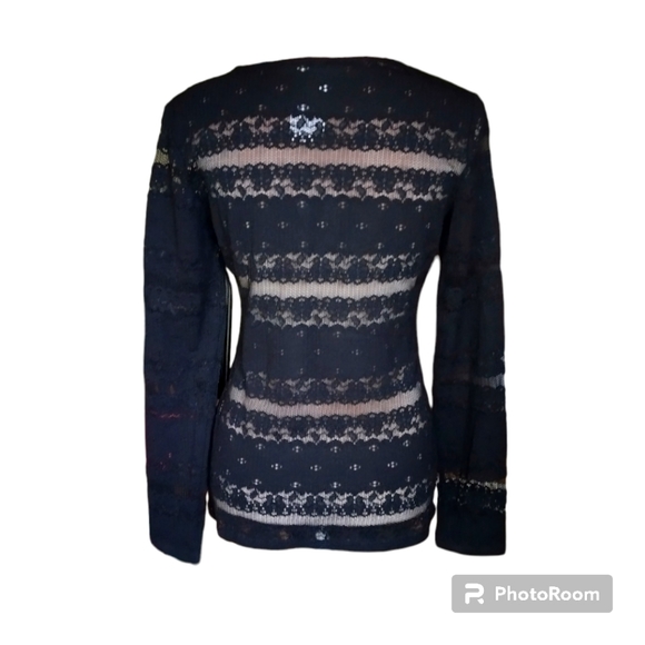 BCBG MAXARIA| BLACK EMBROIDED & SHEER LONG SLEEVE SIZE LARGE 😍❤️ - Picture 11 of 11